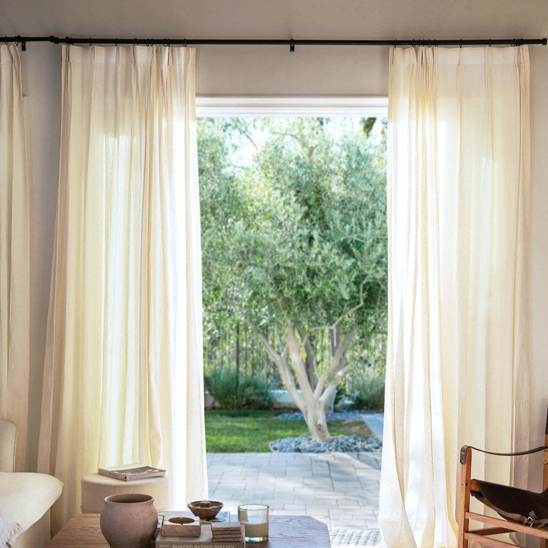 Ron Linen Herringbone Custom Curtain Pleated -TWOPAGES