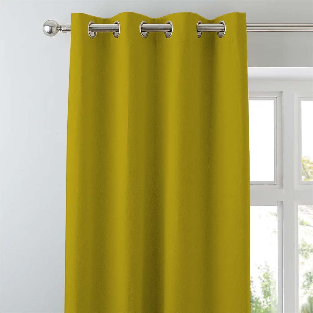 Jacquard Room Darkening Curtains in Mustard Green Set Of 2 - (P102)