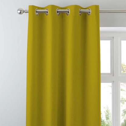 Jacquard Room Darkening Curtains in Mustard Green Set Of 2 - (P102)