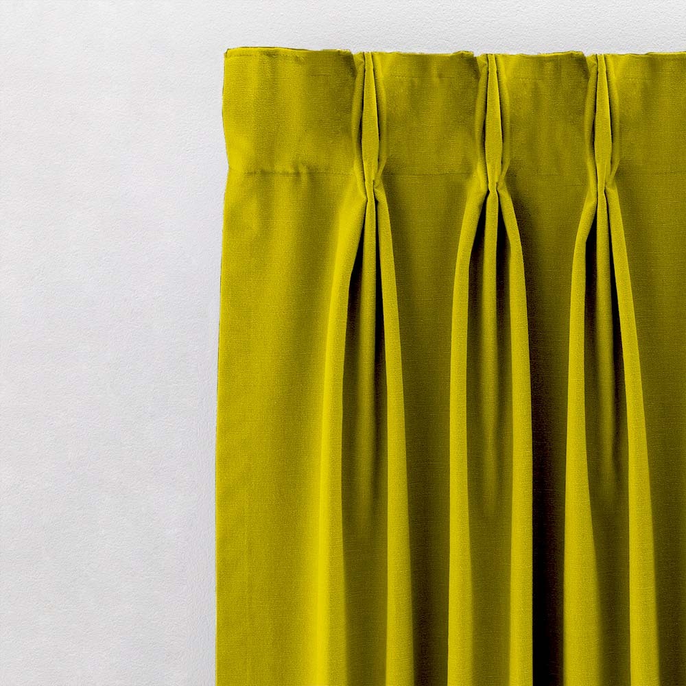 Jacquard Room Darkening Curtains in Mustard Green Set Of 2 - (P102)
