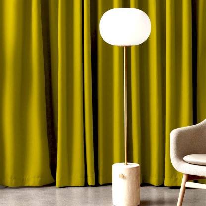 Jacquard Room Darkening Curtains in Mustard Green Set Of 2 - (P102)