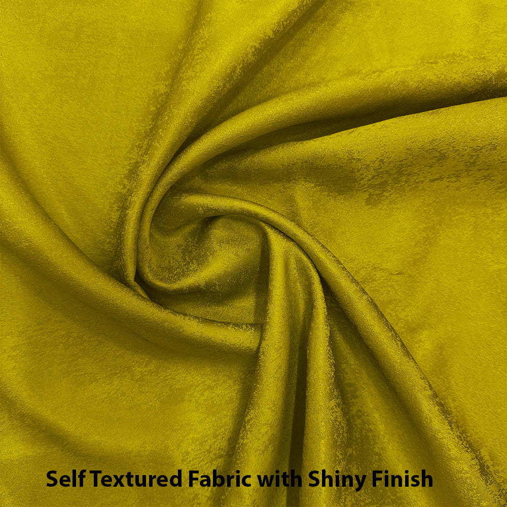 Jacquard Room Darkening Curtains in Mustard Green Set Of 2 - (P102)