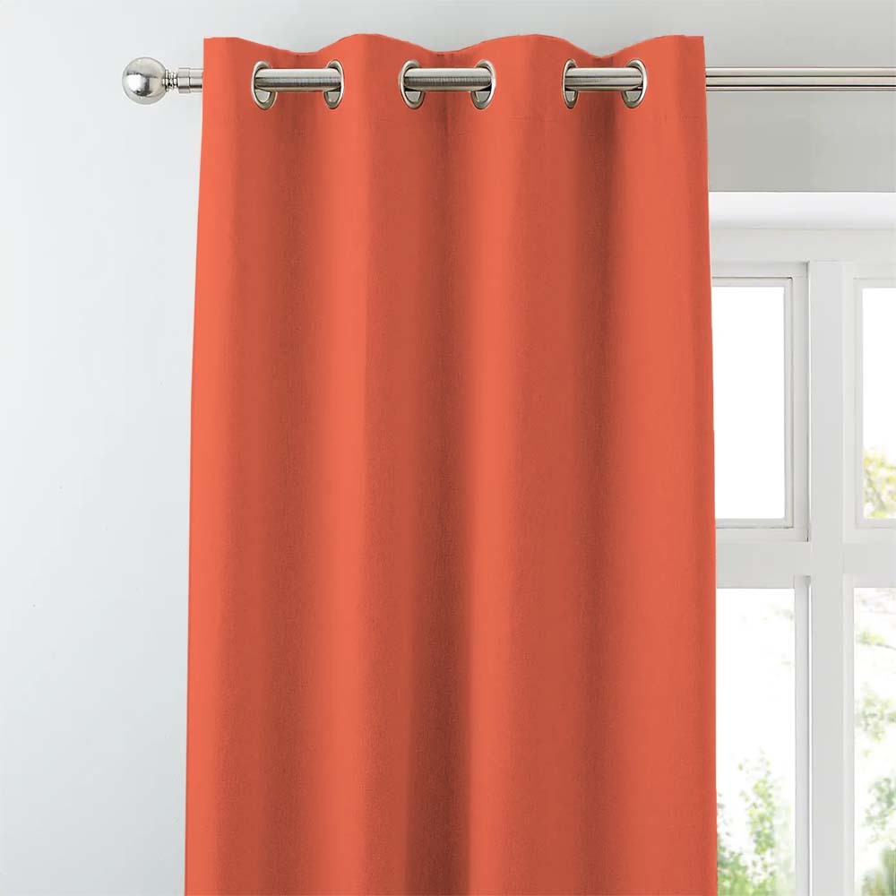 Jacquard Room Darkening Curtains in Vermillion Orange Set Of 2 - (P105)