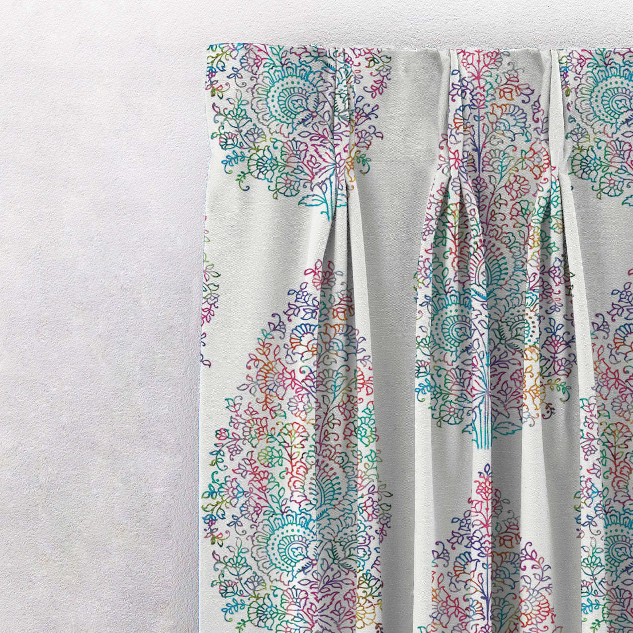 Elegant Floral Print Room Darkening Curtains Set of 2 DS108A