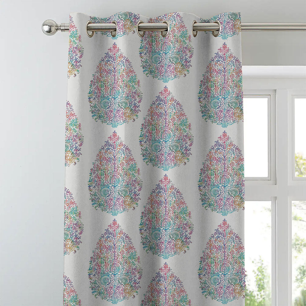 Elegant Floral Print Room Darkening Curtains Set of 2 DS108A