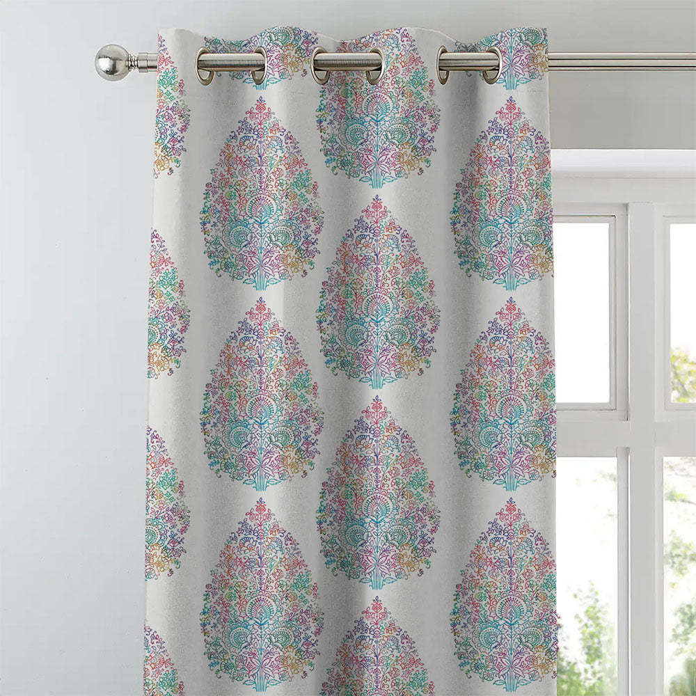 Elegant Floral Print Room Darkening Curtains Set of 2 DS108A