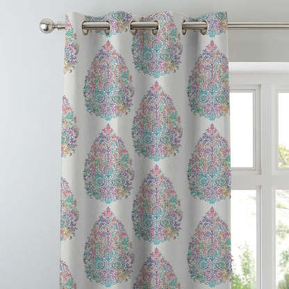 Elegant Floral Print Room Darkening Curtains Set of 2 DS108A