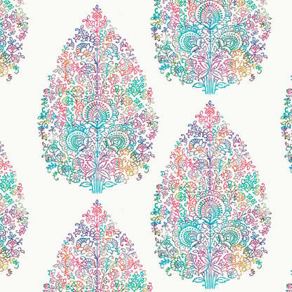 Elegant Floral Print Room Darkening Curtains Set of 2 DS108A