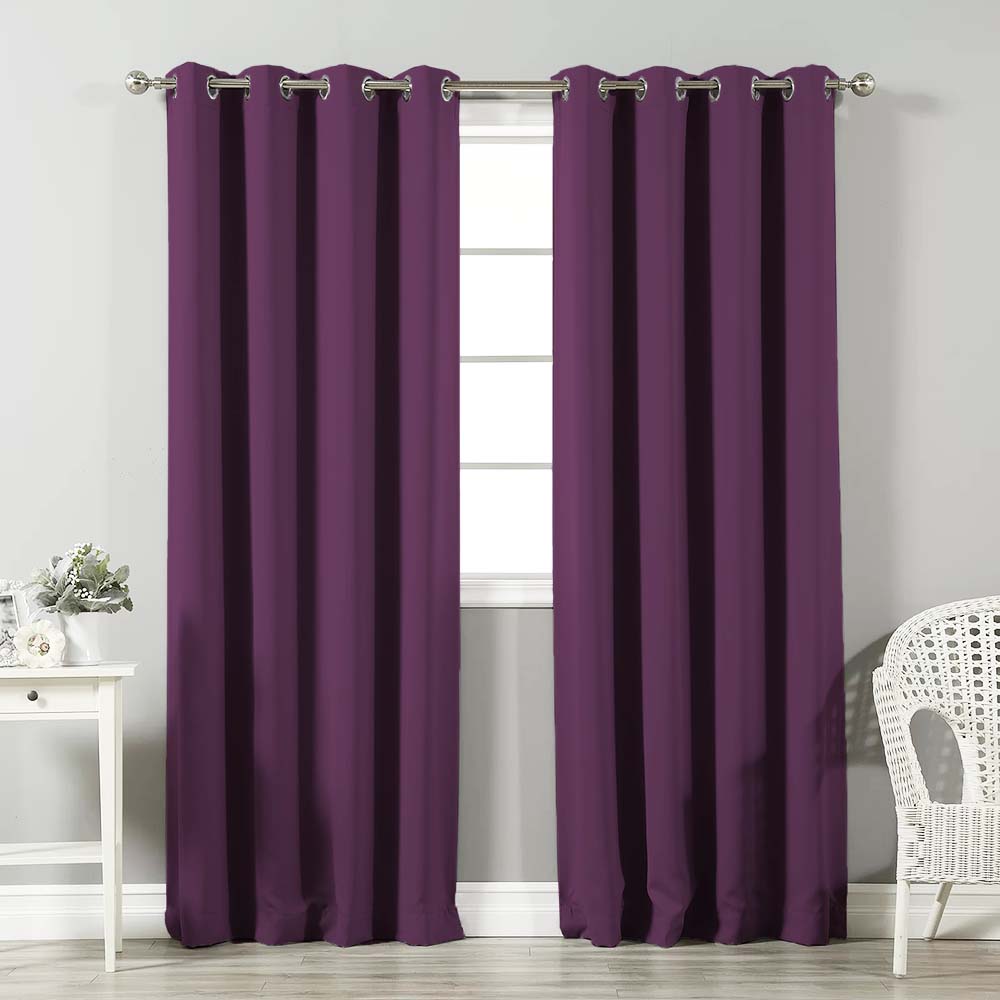 Jacquard Room Darkening Curtains in Beetroot Purple Set Of 2 - (P109)
