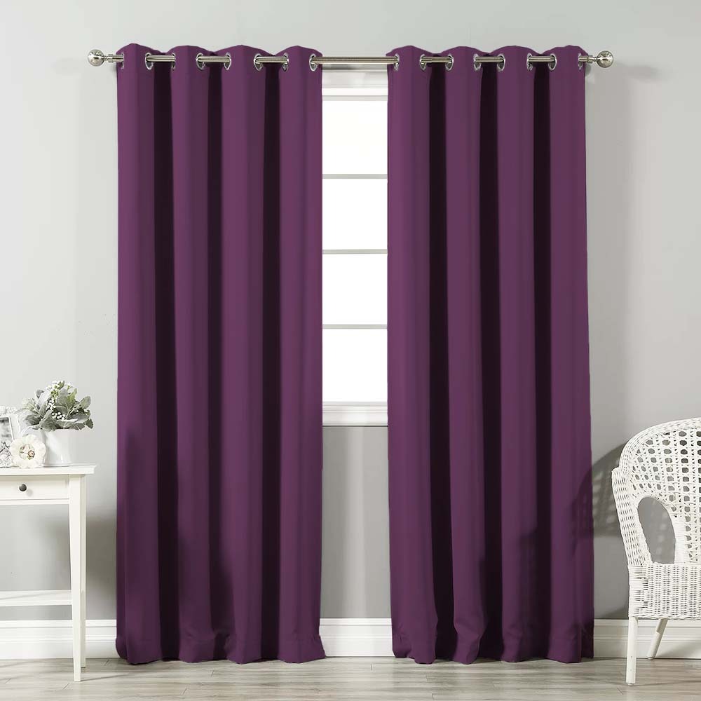 Jacquard Room Darkening Curtains in Beetroot Purple Set Of 2 - (P109)
