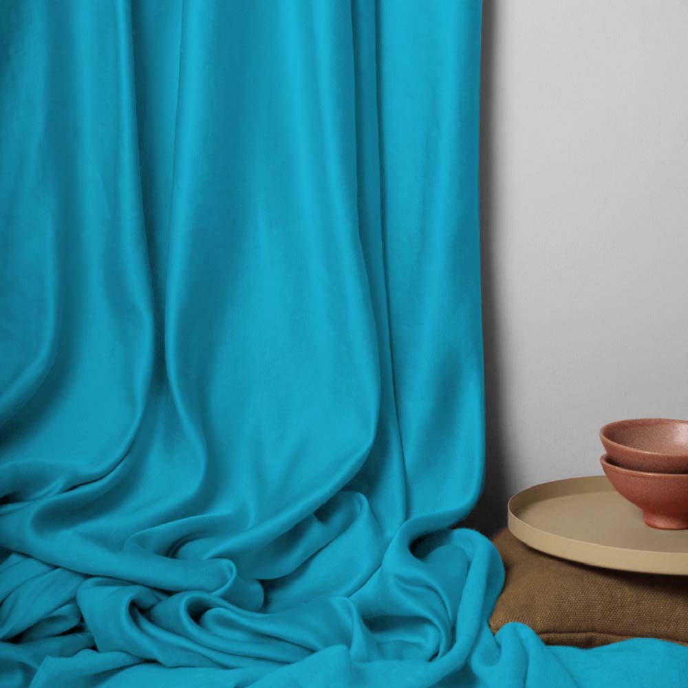 Jacquard Room Darkening Curtains in Curious Blue Set Of 2 - (P112)