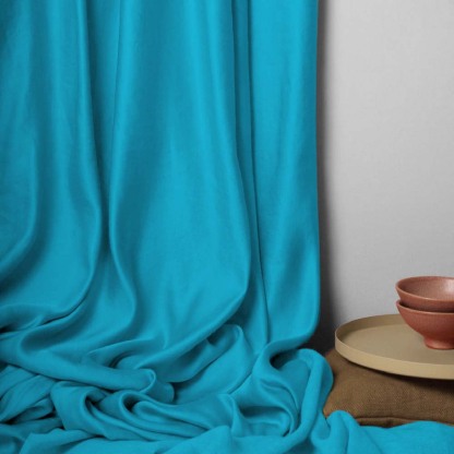 Jacquard Room Darkening Curtains in Curious Blue Set Of 2 - (P112)