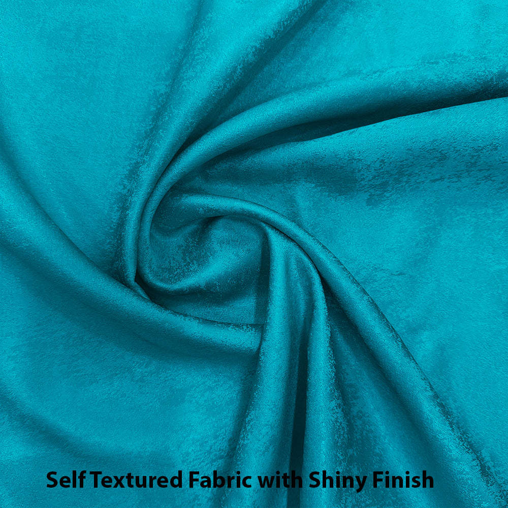 Jacquard Room Darkening Curtains in Curious Blue Set Of 2 - (P112)