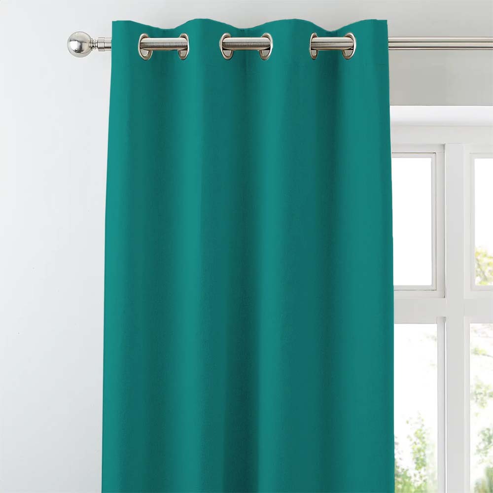 Jacquard Room Darkening Curtains in Emerald Green Set Of 2 - (P113)
