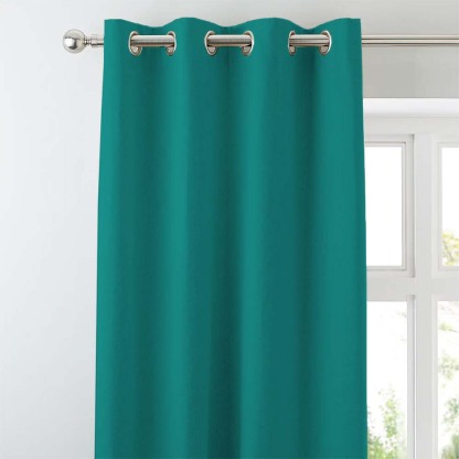 Jacquard Room Darkening Curtains in Emerald Green Set Of 2 - (P113)