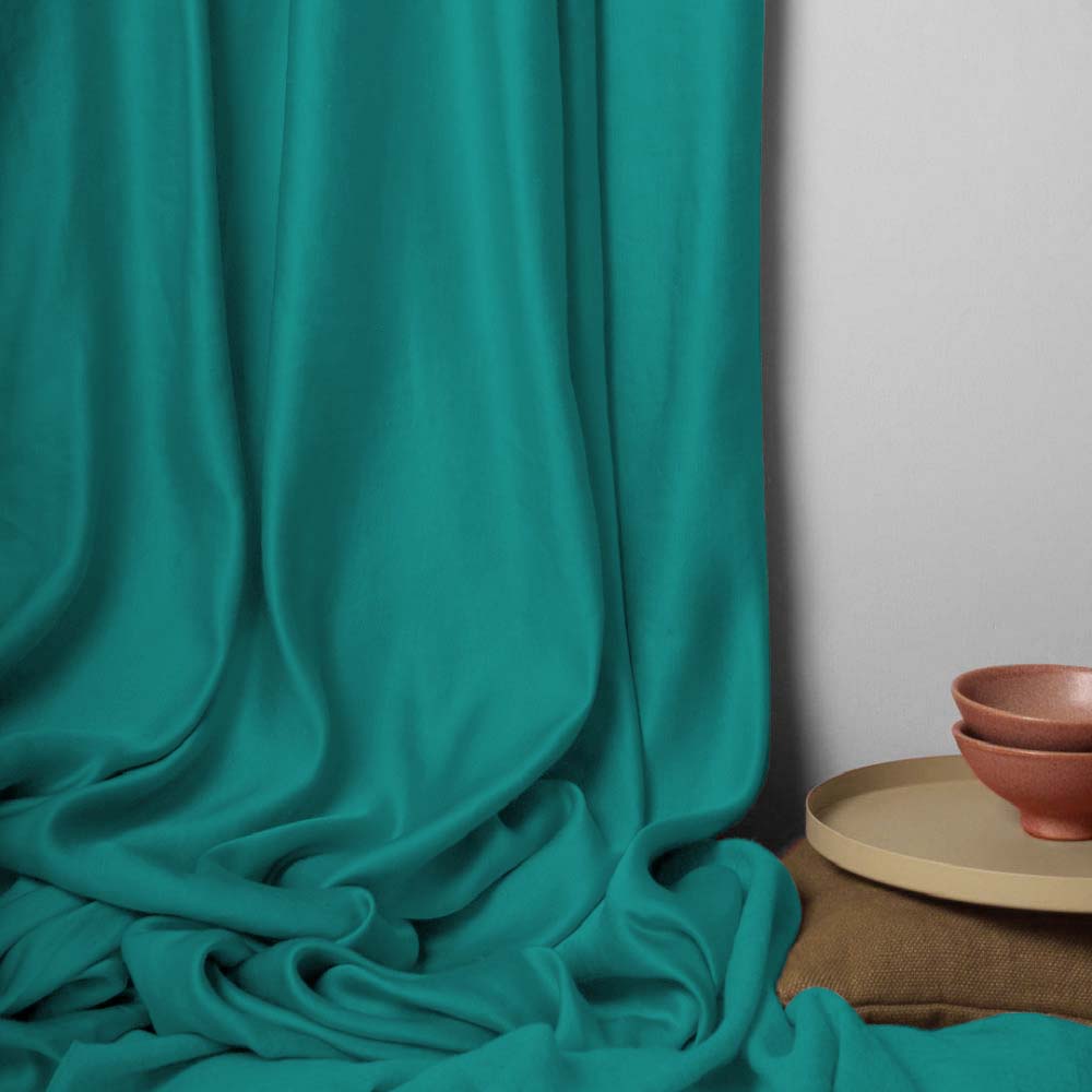 Jacquard Room Darkening Curtains in Emerald Green Set Of 2 - (P113)