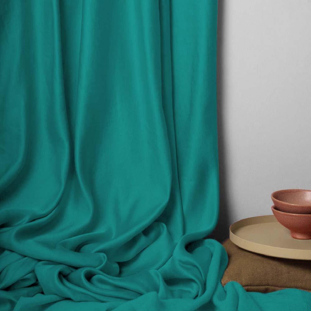 Jacquard Room Darkening Curtains in Emerald Green Set Of 2 - (P113)