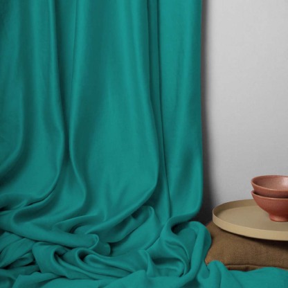 Jacquard Room Darkening Curtains in Emerald Green Set Of 2 - (P113)