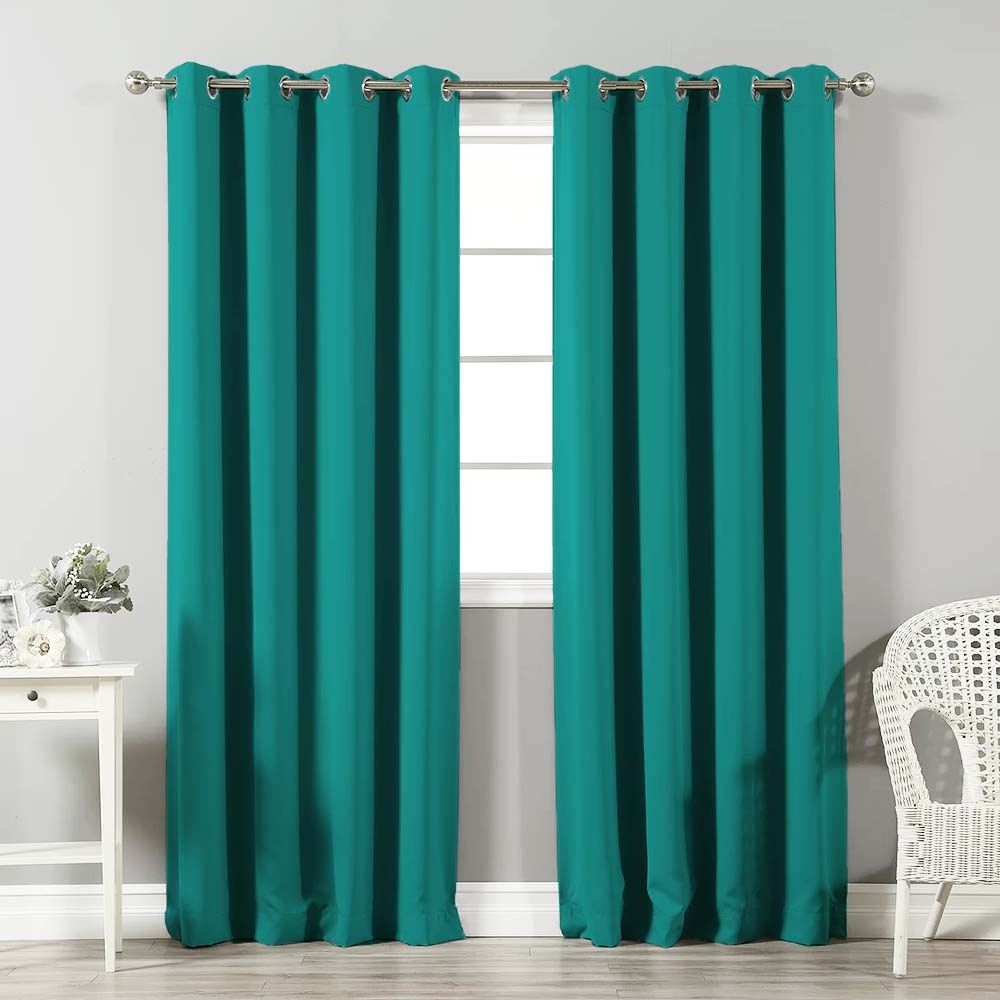 Jacquard Room Darkening Curtains in Emerald Green Set Of 2 - (P113)