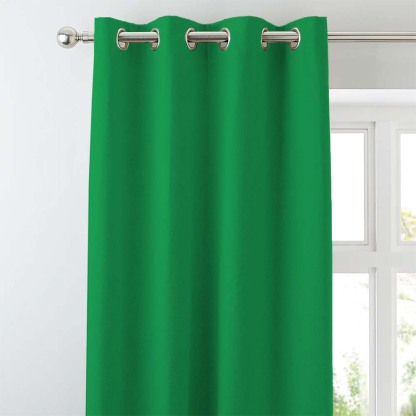 Jacquard Room Darkening Curtains in Grass Green Set Of 2 - (P114)