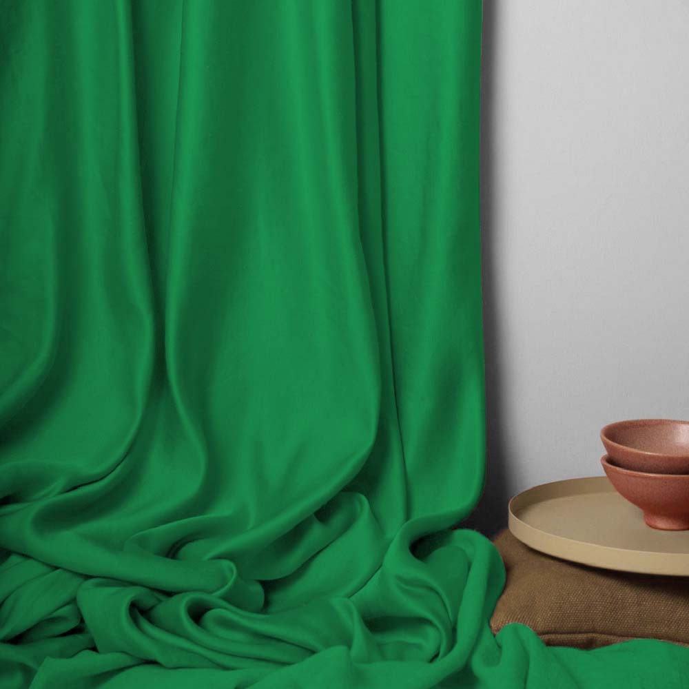 Jacquard Room Darkening Curtains in Grass Green Set Of 2 - (P114)