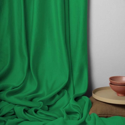 Jacquard Room Darkening Curtains in Grass Green Set Of 2 - (P114)