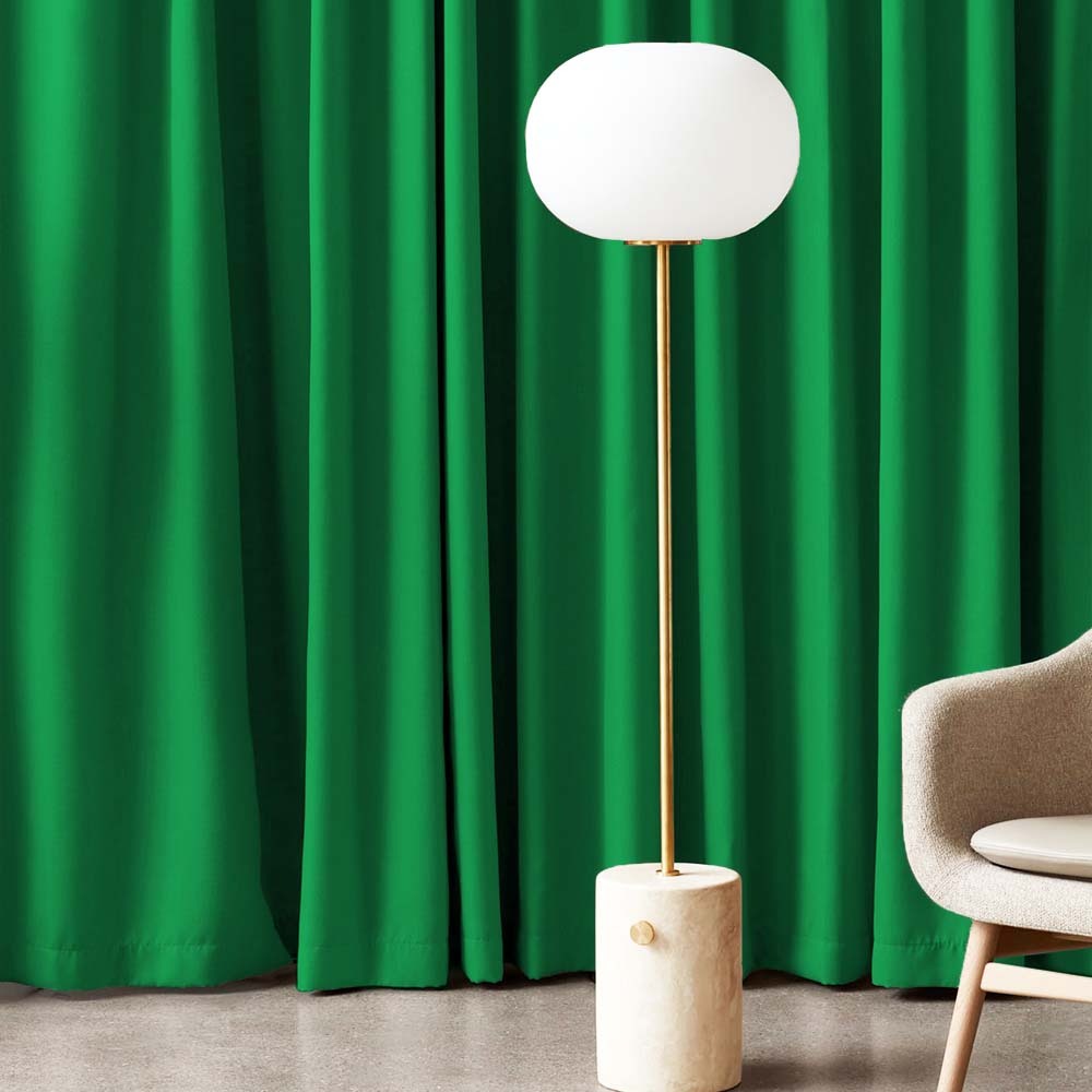 Jacquard Room Darkening Curtains in Grass Green Set Of 2 - (P114)
