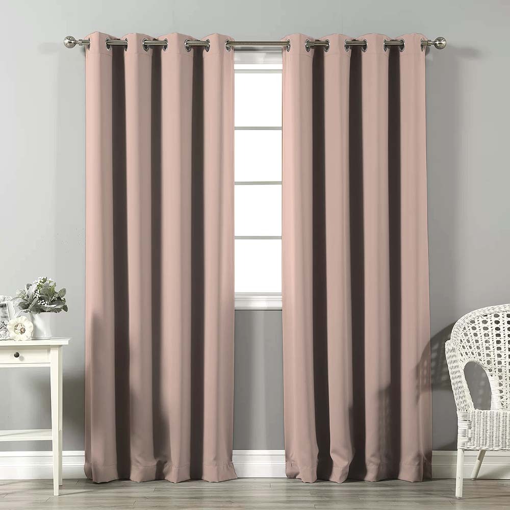 Jacquard Room Darkening Curtains in Blush Pink Set Of 2 - (P119)