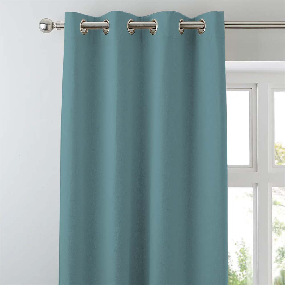 Jacquard Room Darkening Curtains in Aqua Blue Set Of 2 - (P122)