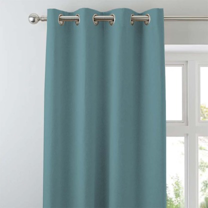 Jacquard Room Darkening Curtains in Aqua Blue Set Of 2 - (P122)