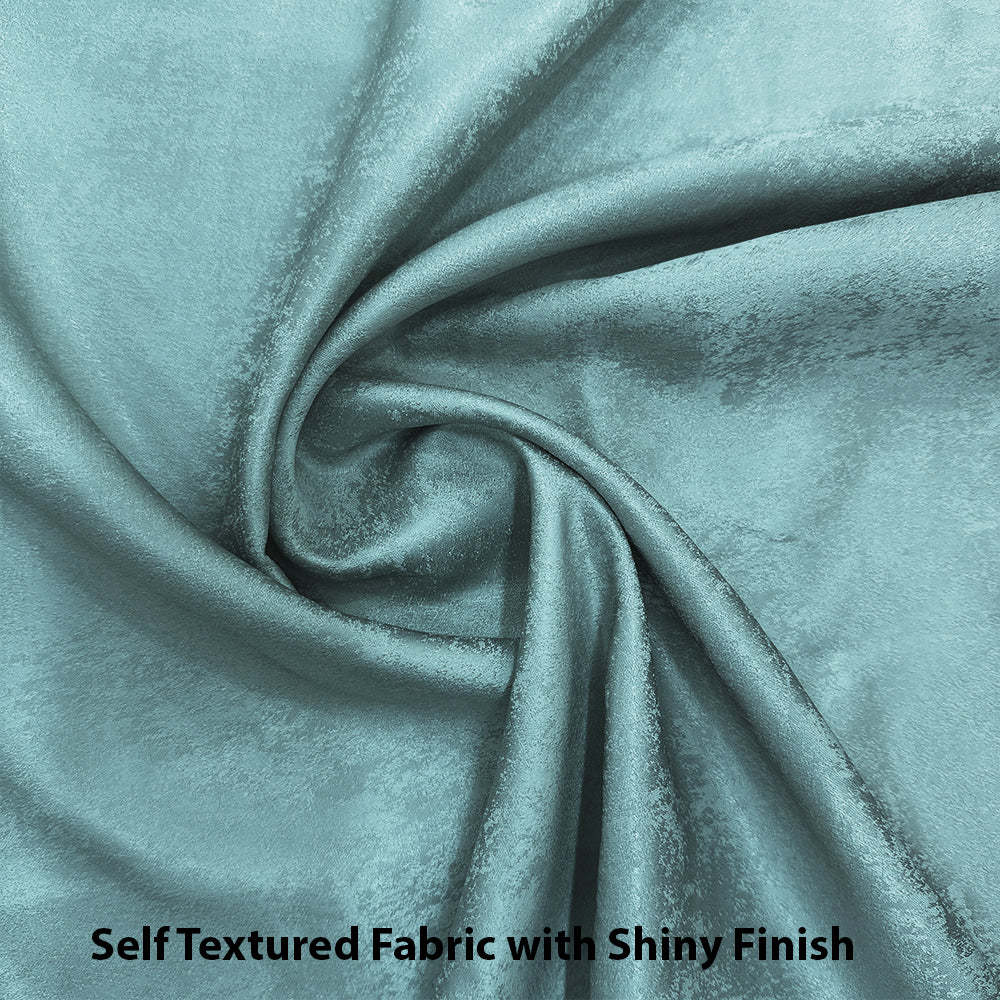 Jacquard Room Darkening Curtains in Aqua Blue Set Of 2 - (P122)