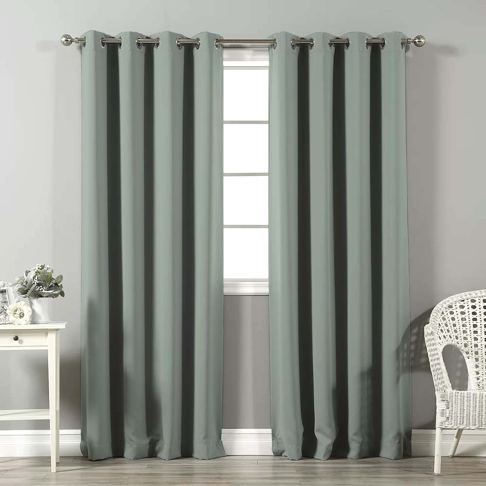 Jacquard Room Darkening Curtains in Sage Green Set Of 2 - (P123)
