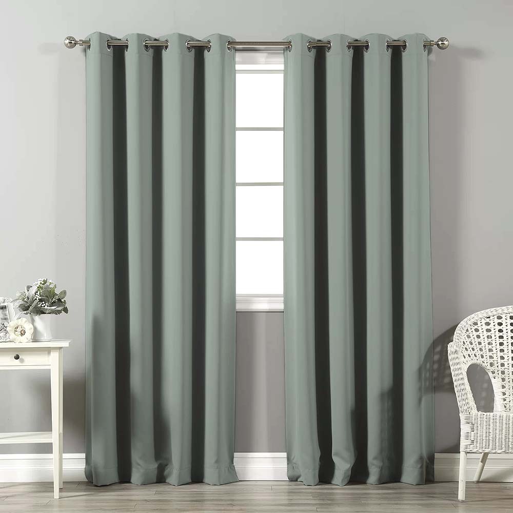 Jacquard Room Darkening Curtains in Sage Green Set Of 2 - (P123)