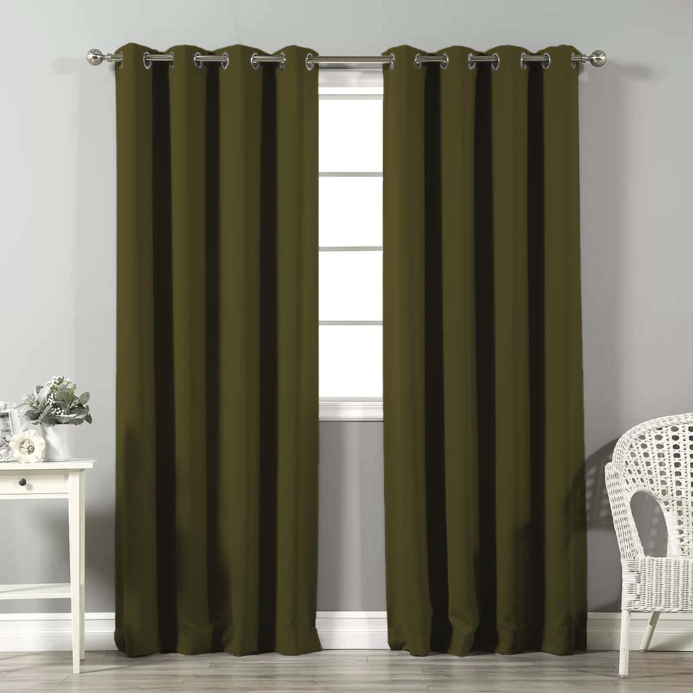 Jacquard Room Darkening Curtains in Rainforest Green Set Of 2 - (P124)