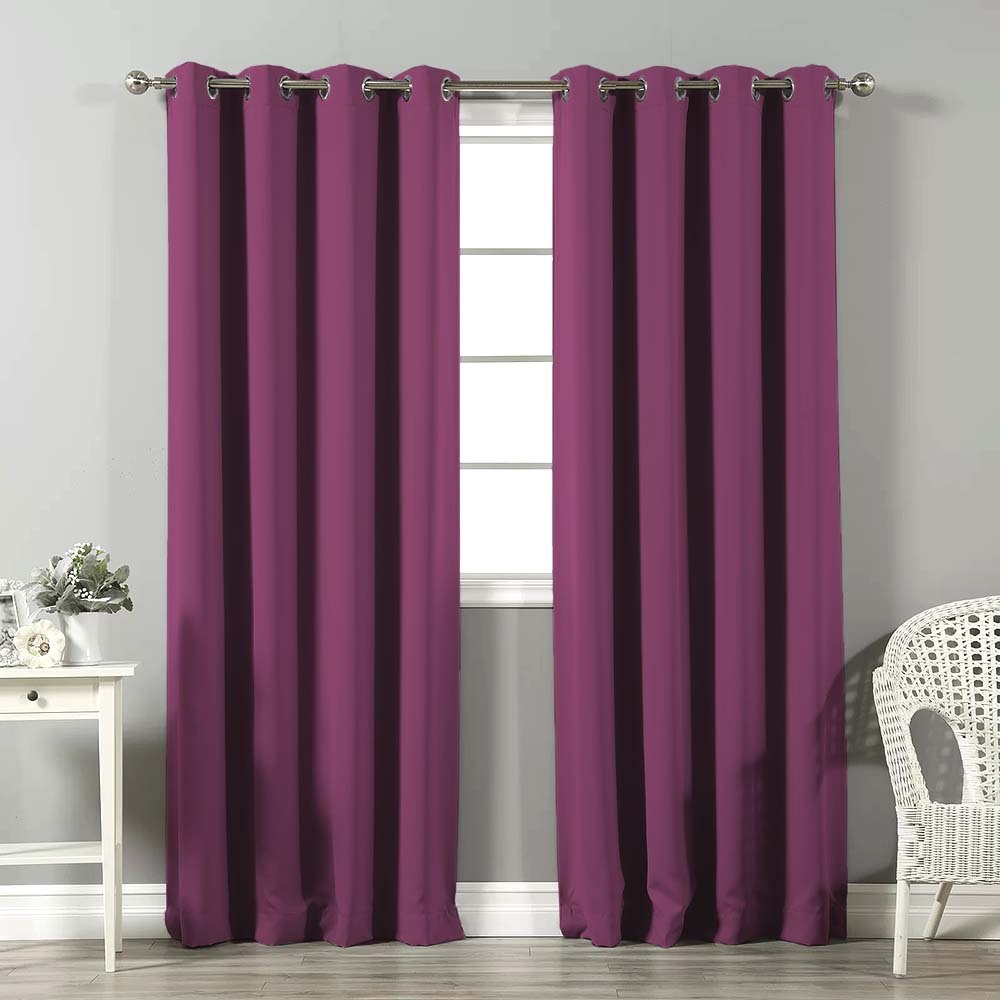 Jacquard Room Darkening Curtains in Magenta Haze Set Of 2 - (P127)