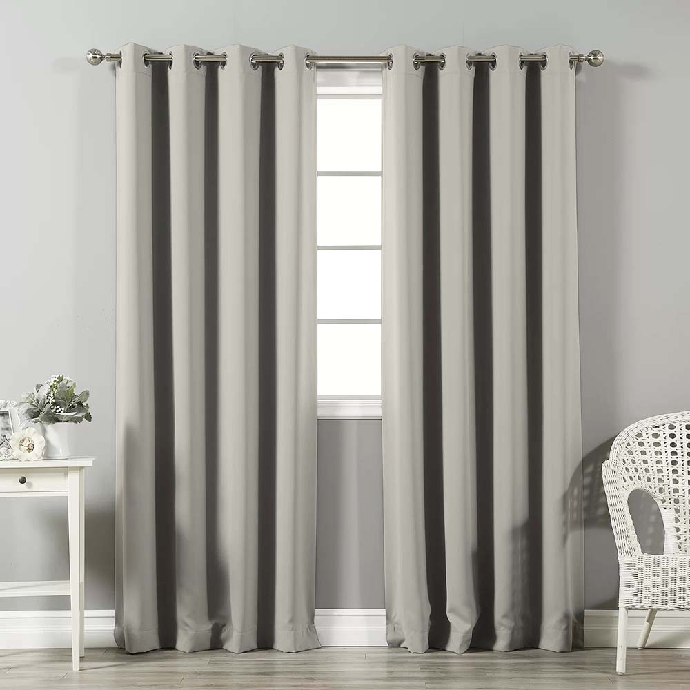 Jacquard Room Darkening Curtains in Linen Green Set Of 2 - (P132)