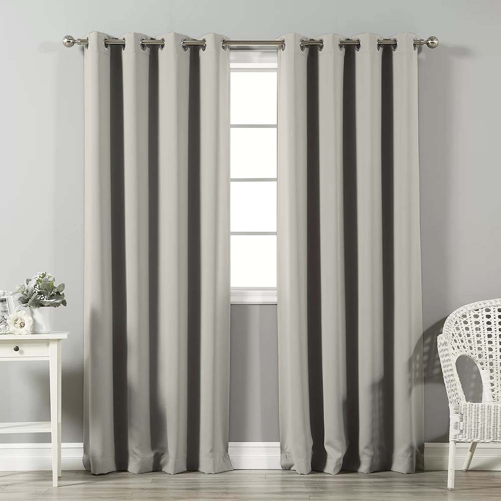 Jacquard Room Darkening Curtains in Linen Green Set Of 2 - (P132)