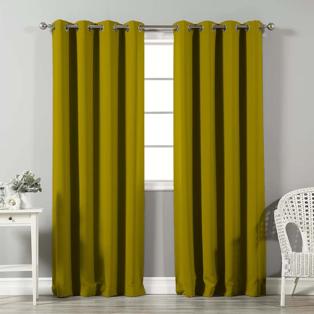 Jacquard Room Darkening Curtains in Lucky Limeade Set Of 2 - (P135)
