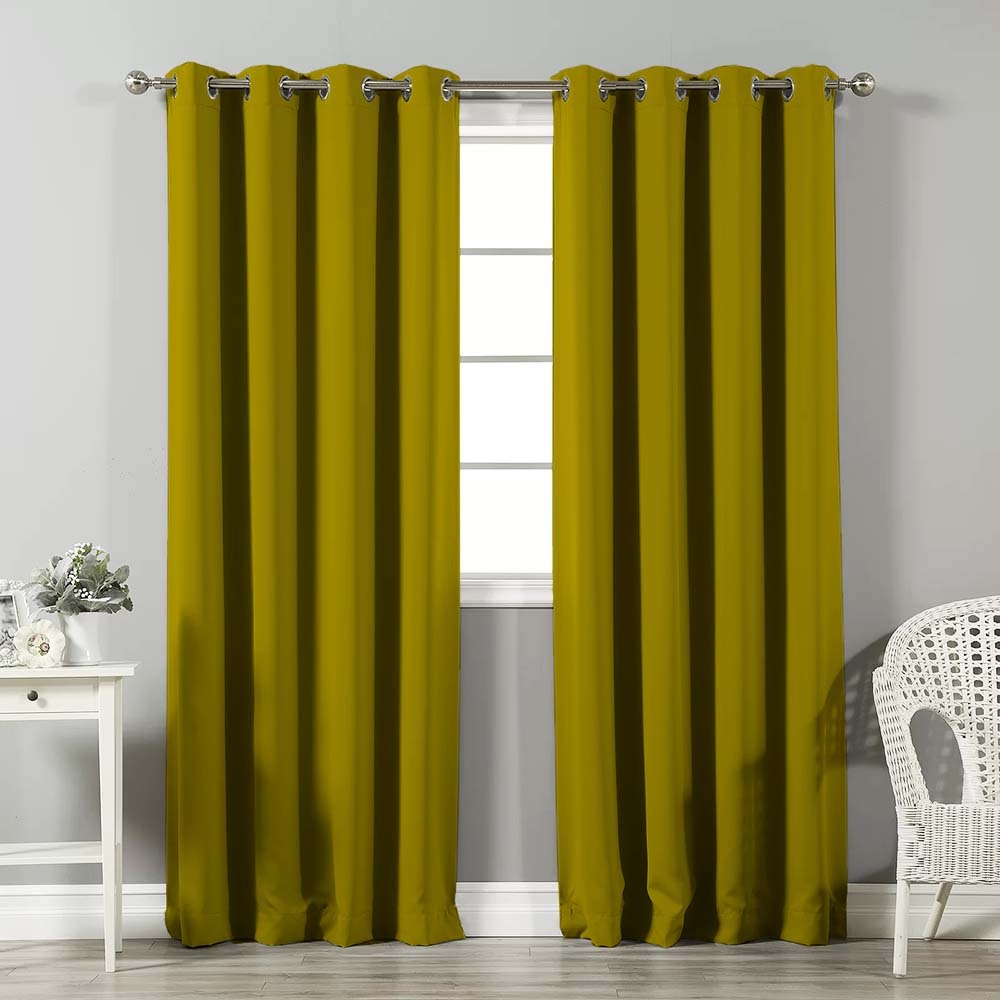 Jacquard Room Darkening Curtains in Lucky Limeade Set Of 2 - (P135)