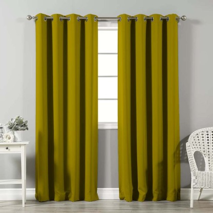 Jacquard Room Darkening Curtains in Lucky Limeade Set Of 2 - (P135)