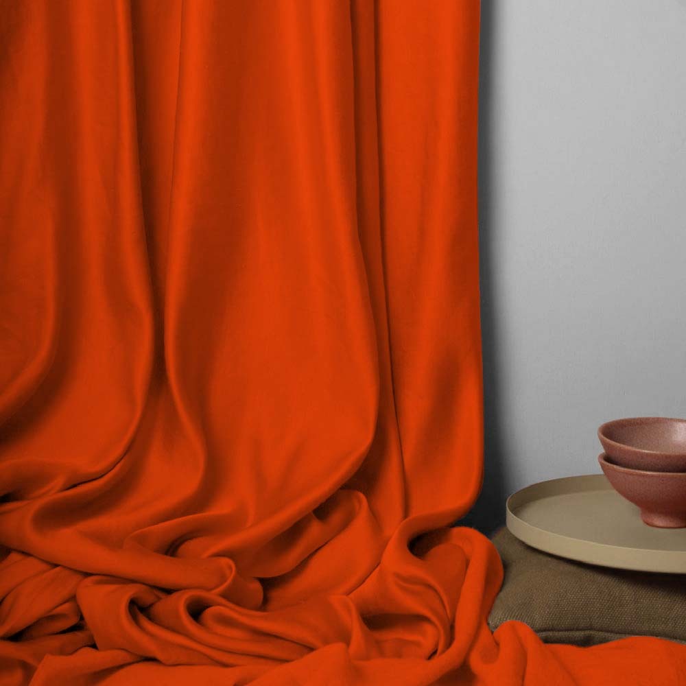 Jacquard Room Darkening Curtains in Ferarri Orange Set Of 2 - (P138)