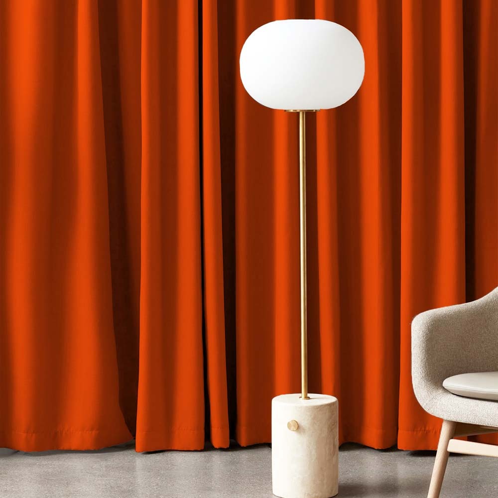 Jacquard Room Darkening Curtains in Ferarri Orange Set Of 2 - (P138)