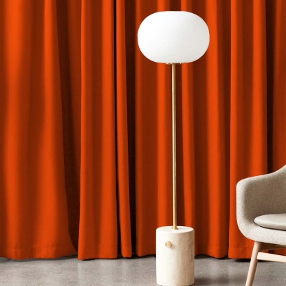 Jacquard Room Darkening Curtains in Ferarri Orange Set Of 2 - (P138)