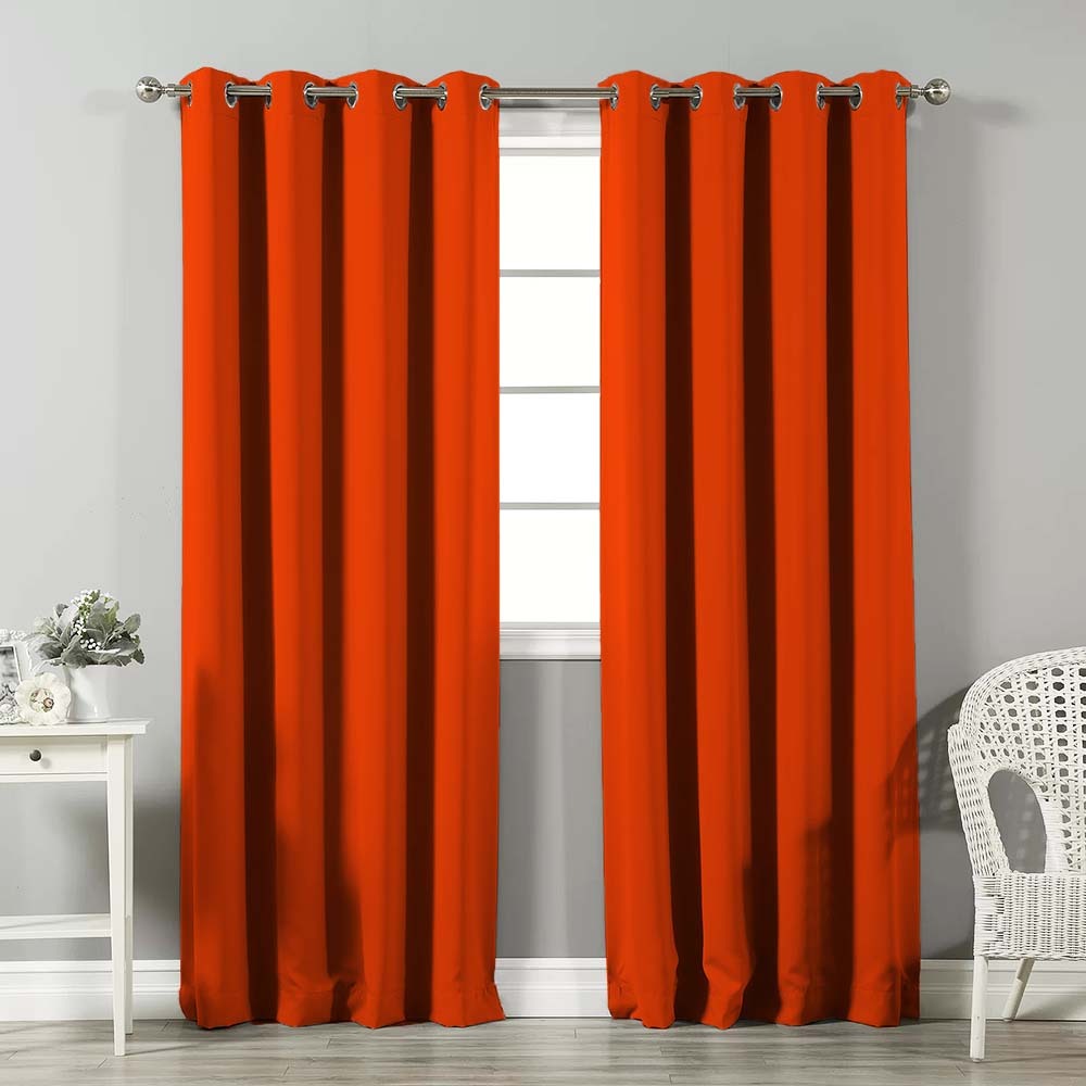 Jacquard Room Darkening Curtains in Ferarri Orange Set Of 2 - (P138)