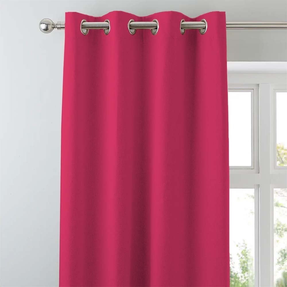 Jacquard Room Darkening Curtains in Watermelon Pink Set Of 2 - (P139)
