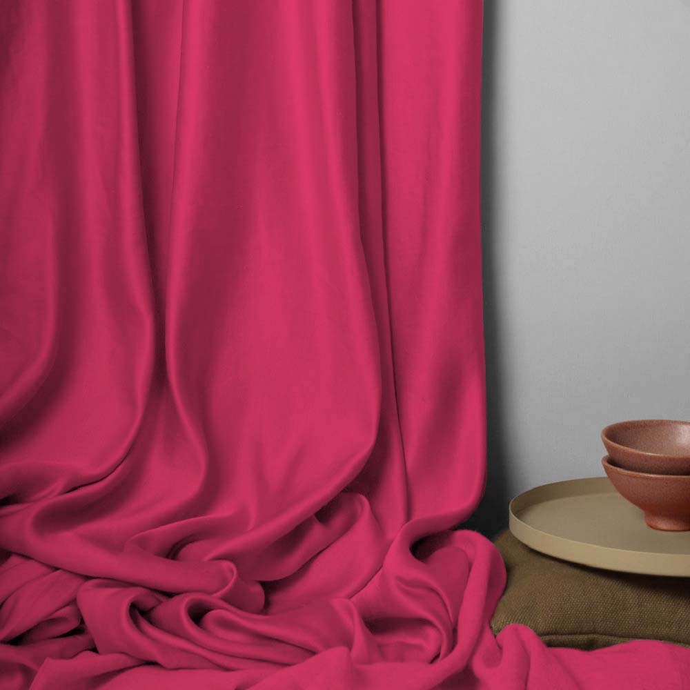 Jacquard Room Darkening Curtains in Watermelon Pink Set Of 2 - (P139)
