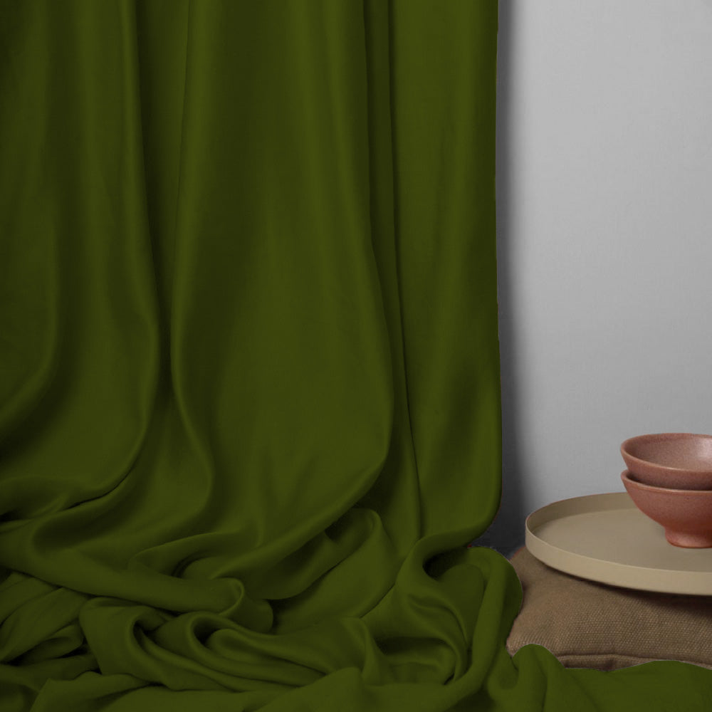 Jacquard Room Darkening Curtains in Seaweed Green Set Of 2 - (P14)