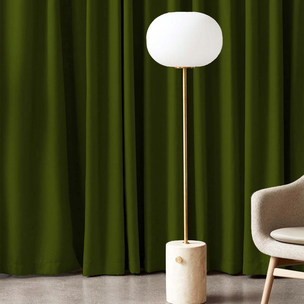 Jacquard Room Darkening Curtains in Seaweed Green Set Of 2 - (P14)