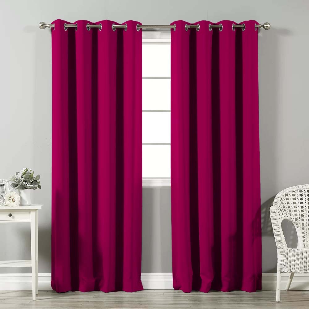 Jacquard Room Darkening Curtains in Hibiscus Pink Set Of 2 - (P140)