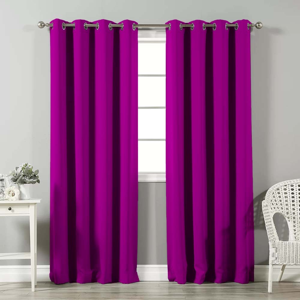 Jacquard Room Darkening Curtains in Smitten Purple Set Of 2 - (P141)